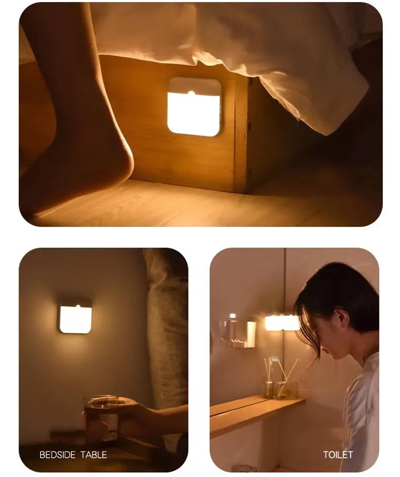 Motion Sensor Led Light Usb Charging Square Lamp for Bedroom Kitchen Stair Hallway Wardrobe Cupboard Lighting Led Light