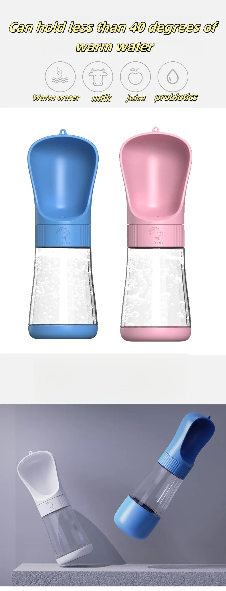 2In1 Portable Dog Water Bottle With Food Container For Small Large Dogs Cat Pet Outdoor Drinking Bowl Golden Retriever Supplies