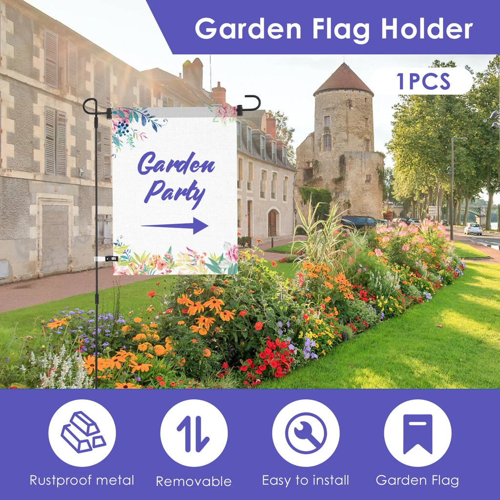 Garden Flag Holder Stand 34inch Rust Resistant Wrought Iron