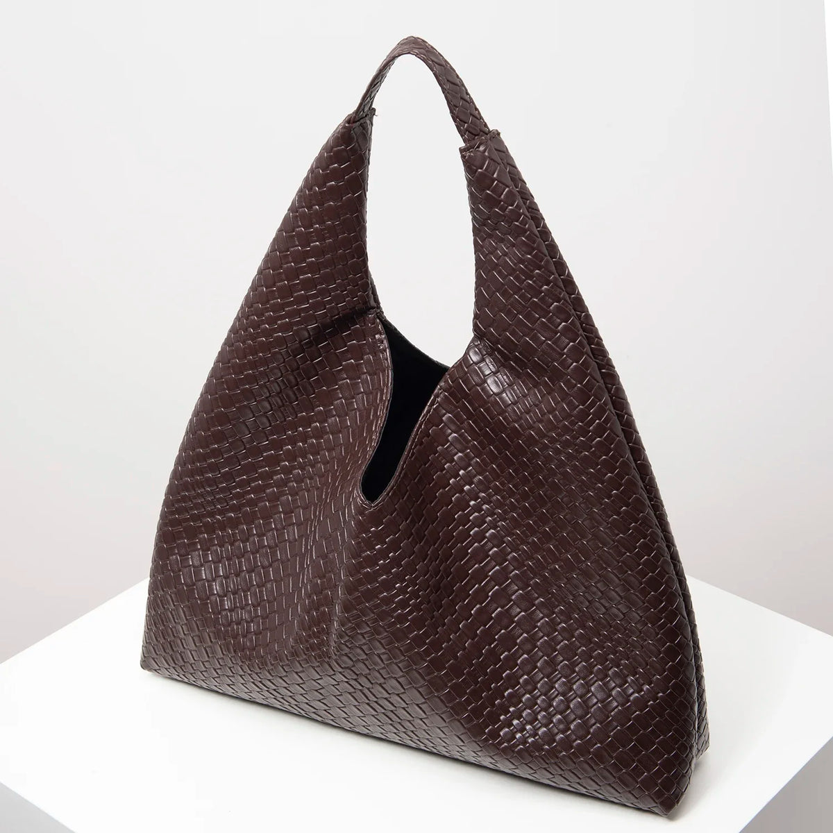 Women Vintage Braided Faux Leather Tote Bag Large Capacity