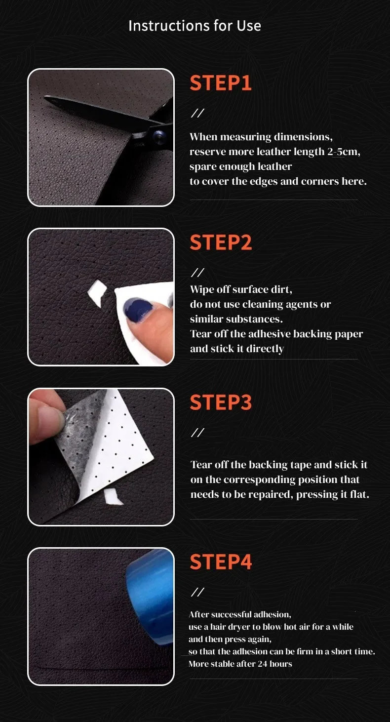Self Adhesive Breathable Leather Car Seat Repair Perforated Faux Genuine Leather Leather Sofa Car Interior Refurbishment Sticker