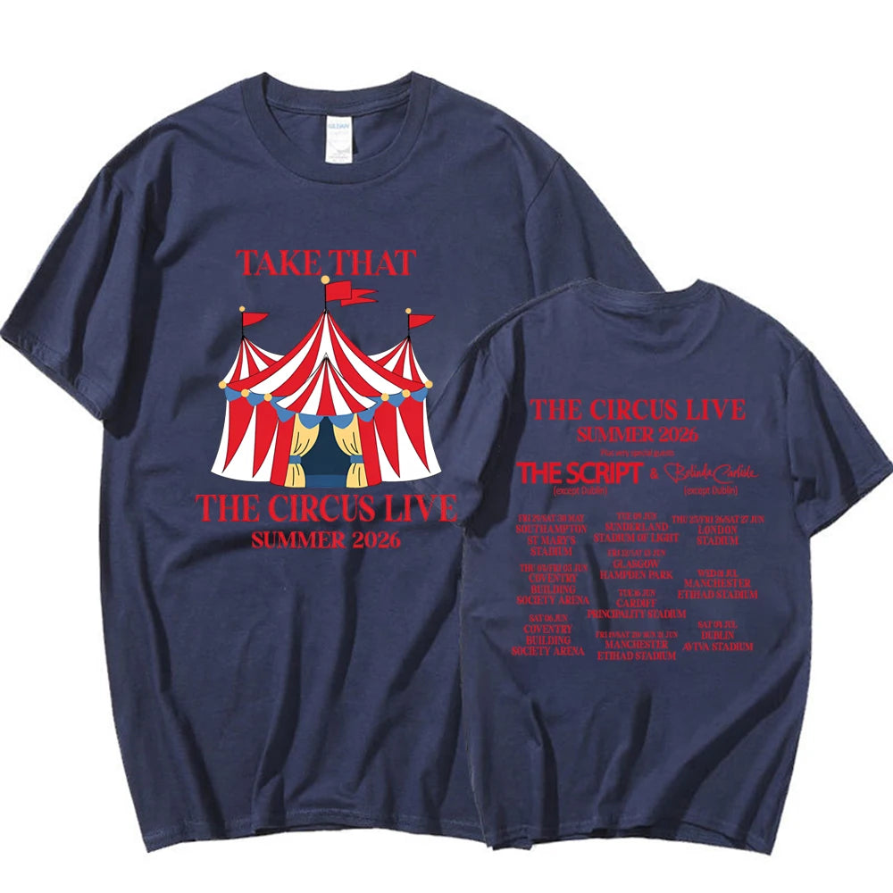 Vintage Take That Circus Live Summer 2026 Tour T-Shirt TT & Party Music Band Concert Tee Trendy Unisex Short Sleeve Summer Tops