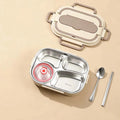 304 stainless steel lunch box with soup bowl, 4 compartments, equipped with spoon chopsticks, portable handle, microwave heating