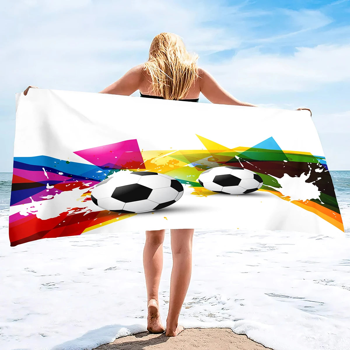 Football Beach Towel Soccer Bath Towel Microfiber Ball Sports Shower Quick Dry Swimming Cover Camping Yoga Mat Bikini Cover Up