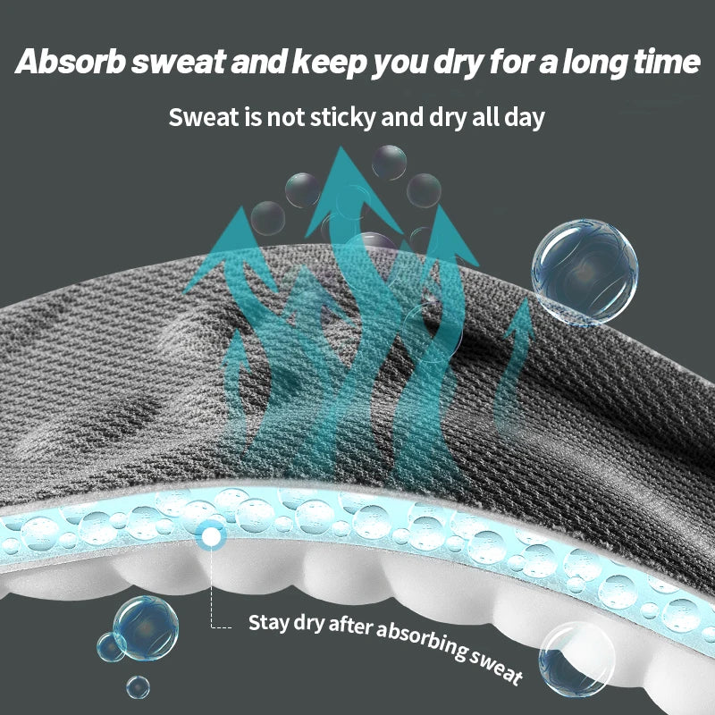 Sport Insoles 4D Latex Super Soft High Elasticity Shoe Pads Anti-pain Deodorant Cushion Arch Support Running Insoles Foot Insole