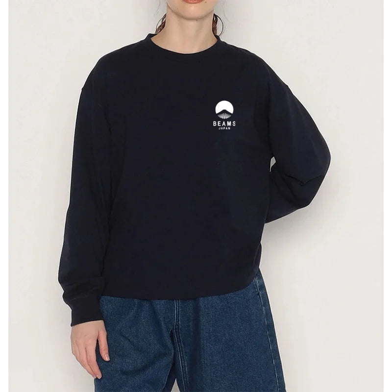 2025 Japanese Mount Fuji Small logo Embroidery Men/Women Unisex Long Sleeved T-shirt Cotton O-Neck Hoodie Loose Sweatshirt Tops