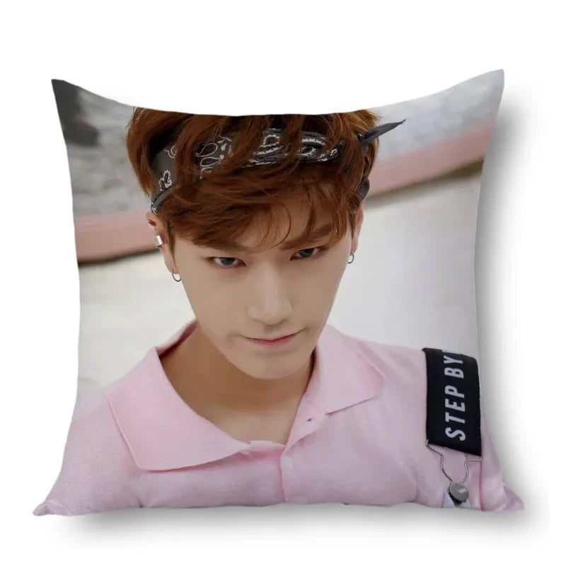 San Ateez Pillow Cover Bedroom Home Office Decorative Pillowcase Square Zipper Pillow Cases Satin Fabric Eco-Friendly WJY