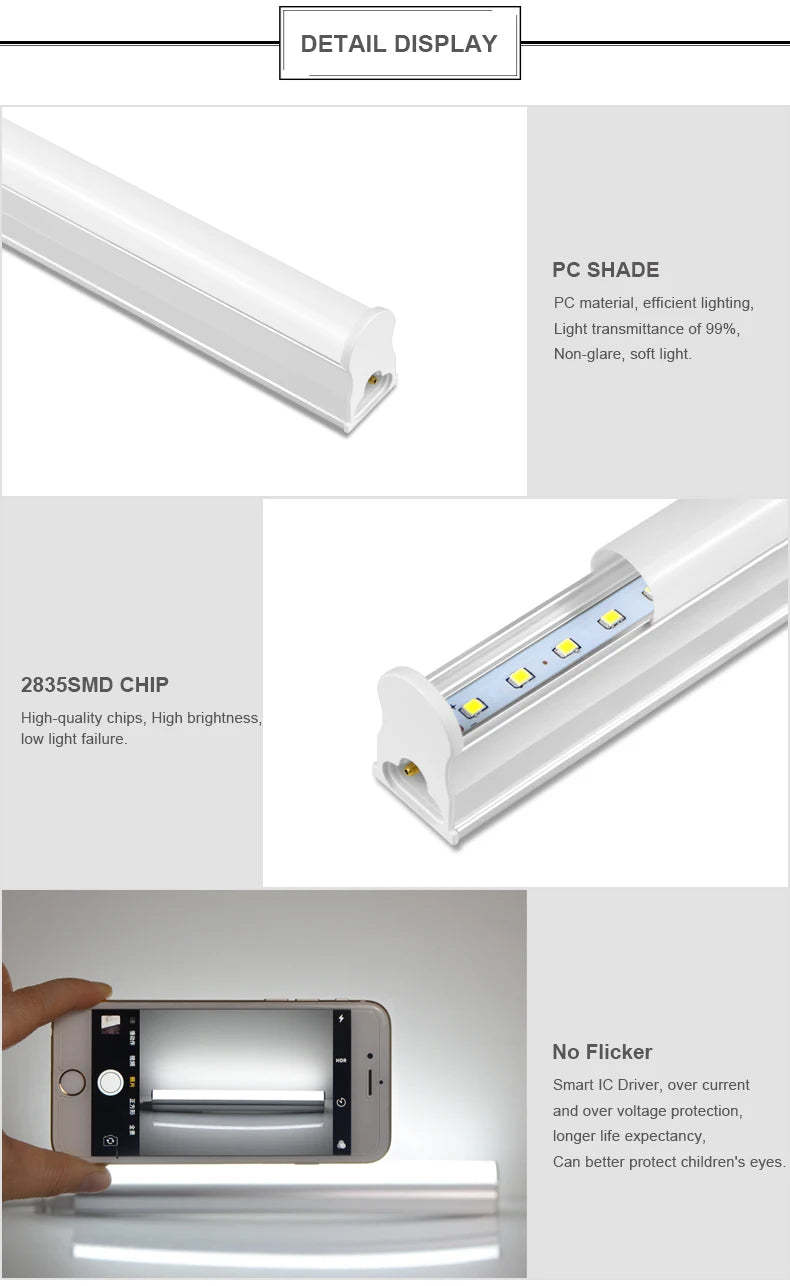 Aluminum LED Light Bar 220V 110V T5/T8 LED Tube 6W 8W LED Fluorescent Tube For Indoor Kitchen Lighting LED Lamp Bulb Wall Lamp