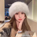 Winter Thick Warm Furry Beanies Hat Women Fashion Imitation Mink Fur Russian Cap Solid Color Plush Brimless Cap Brimless Ski Hat