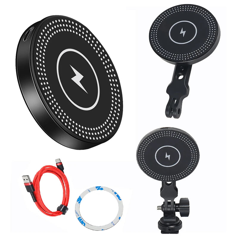 Mobile Phone Holder Stand Magnetic Wireless Charger 15W Tripod Adapter Mount Cold Shoe for Huawei Iphone Magnet Charging Station