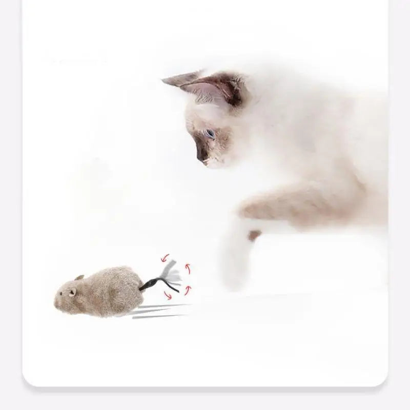 1Pc Funny Lifelike Plush Mouse Running Rat Toy for