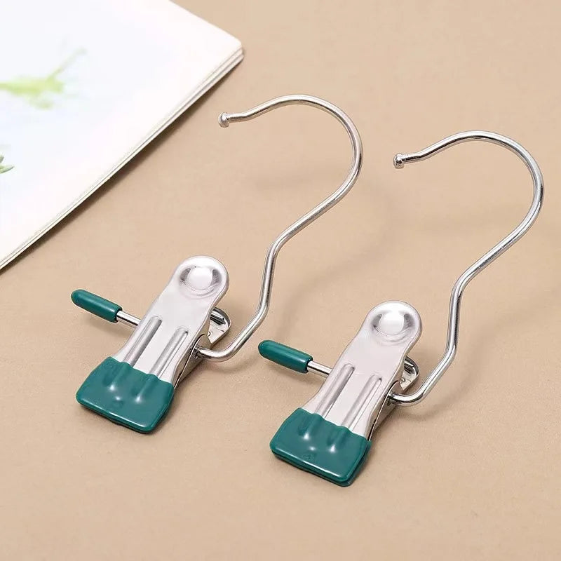 10pcs Stainless Steel Clothespin Clips Laundry Hanging Hooks Clip Multipurpose Boot Organizer Portable Home Storage Hangers