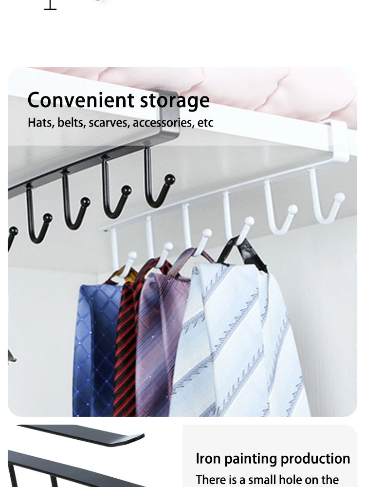1/2pcs 6 Hook Coffee Cup Mug Holder Black White Hooks Shelf Multifunction Kitchen Cabinet Sundries Organizer Storage Hanger