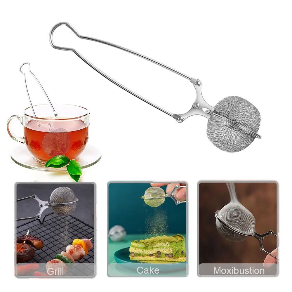1-4pcs Reusable Steel Tea Infuser Sphere Mesh Tea Strainer Filter Herb Kitchen Gadget Handle Diffuser Coffee Tea Infuser Handle