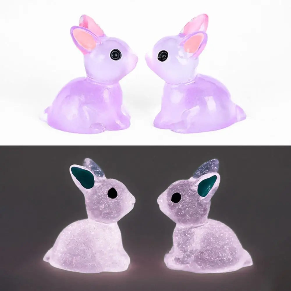1PC DIY Cute Luminous Bunnies Microlandscape Gardening New Mini Rabbit Ornaments Home Decor Fairy Miniature Figurines