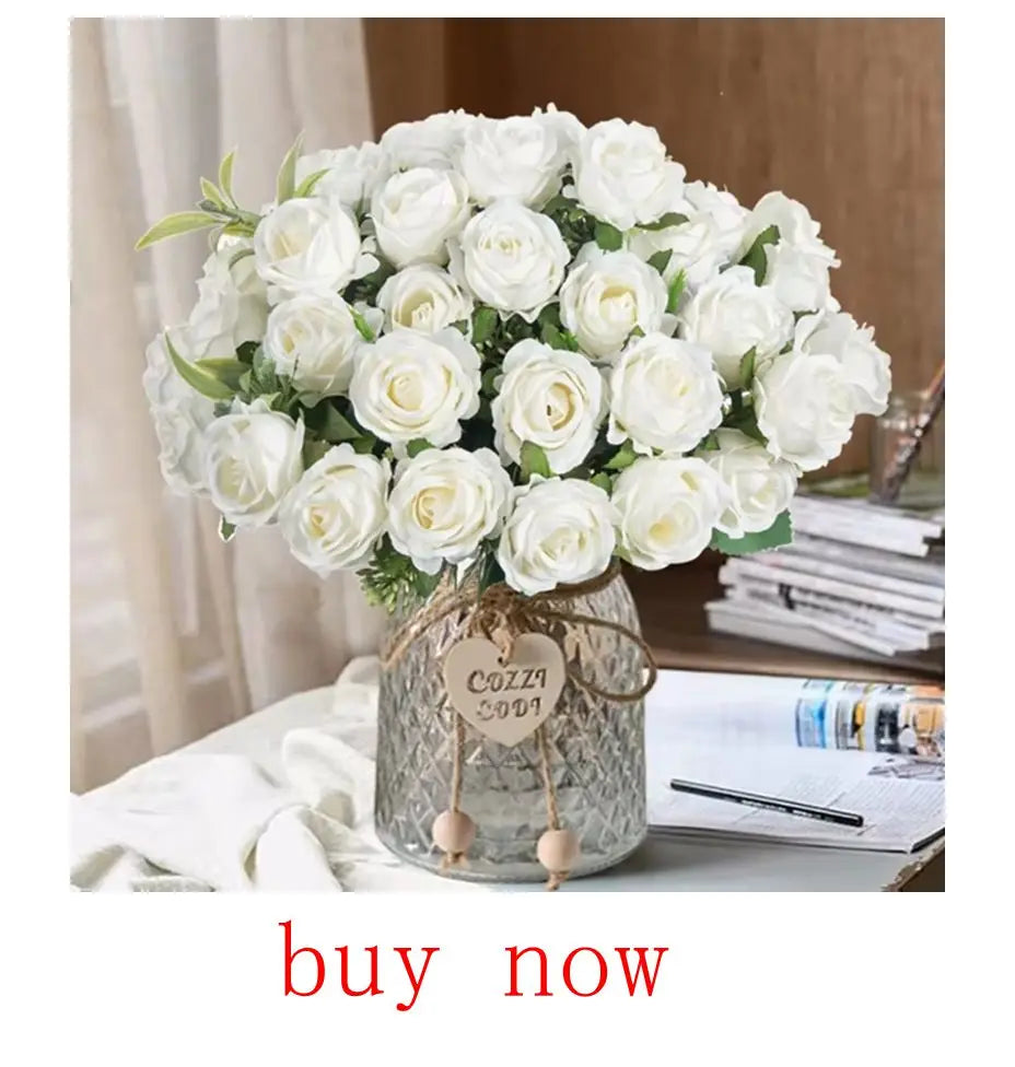 5/10pcs Artificial Flowers Silk Rose Hom Decor Wedding Bridal Bouquet Outdoor Garden Arch Accessory Valentine's Day Diy Gift Box