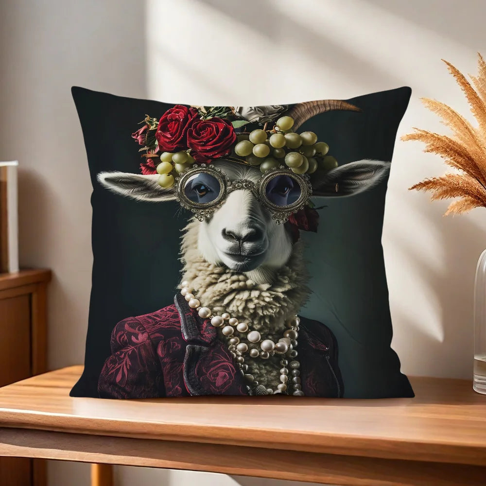 Comfortable soft Fashion Pillow Case Wreath for Leopard Sofa Living Room Home office Decor Portrait goat With Europe and Protect