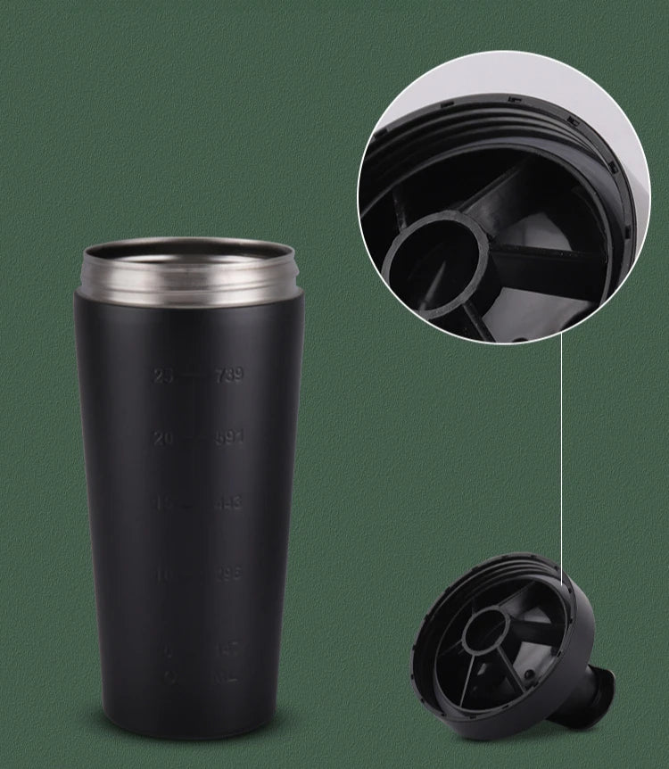 Shaker Bottle 500/750ML Stainless Steel Protein Owder Shaker Cup Clear Scale Mixer Nutrition Blender Mug Sports Gym Whey Drink