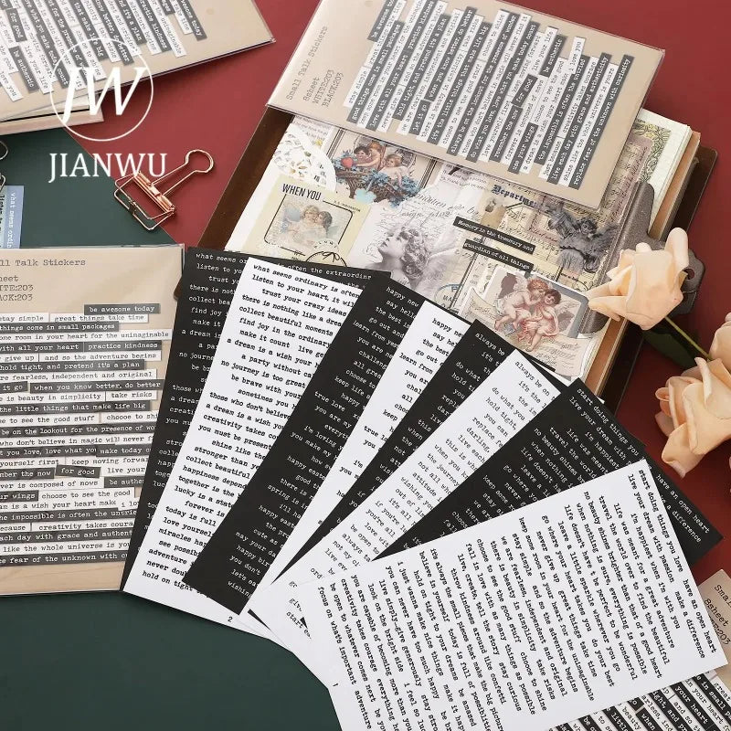 Vintage English Stickers Aesthetic Journal Decor Decals DIY Collage Scrapbooking Stickers Phone Laptop School Stationery Supplie