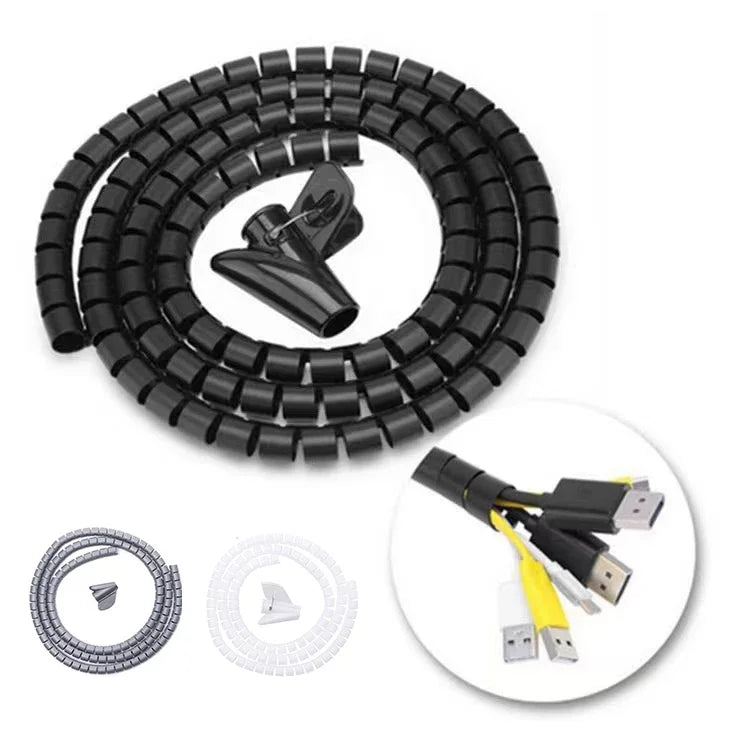 Cable Wire Protector Cable Organizer Flexible Spiral Protector Wire Desk Organizer Office Computer Cord Protective Tube Clip