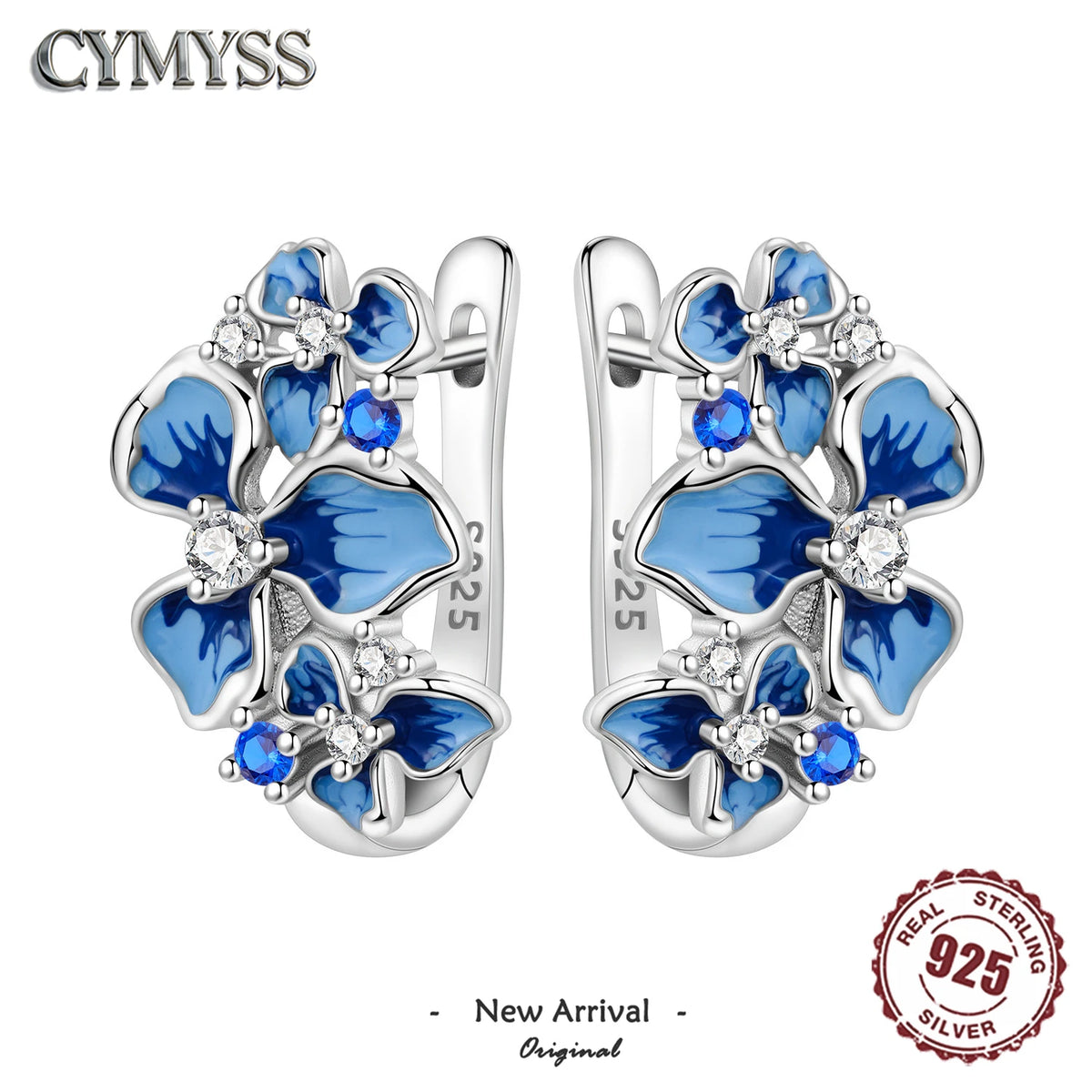 925 Sterling Silver Purple Flowers Plants Leaf Series Blue Iris