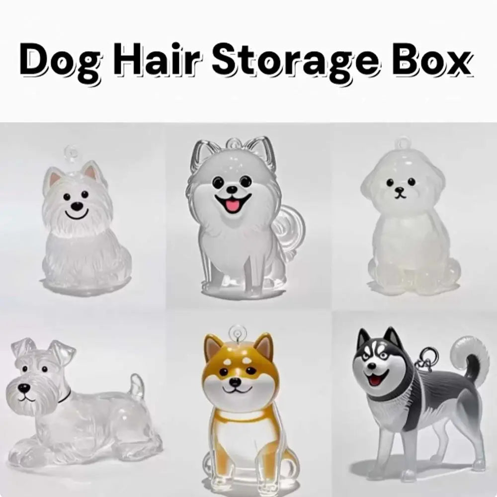 Dog Shape Dog Hair Storage Box Transparent Hair Grooming Pet Hair Keychain DIY Handmade Acrylic Puppy Pendants Backpack