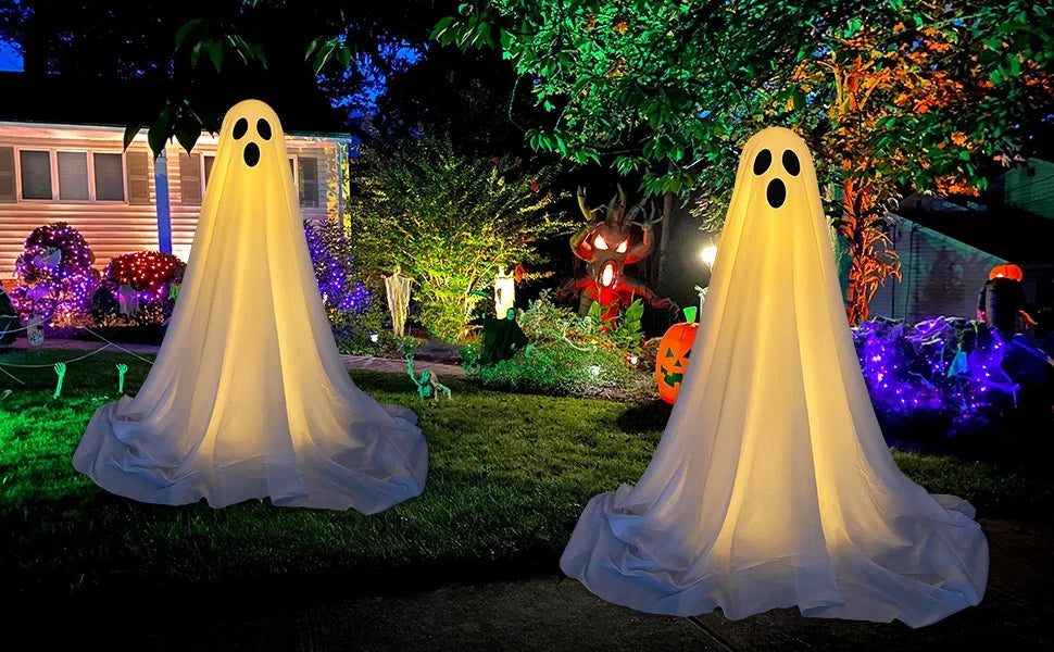 Spooky Ghost Halloween Decor Light Strings Battery  Home Decor  Standing Ghost Porch Courtyard Standing Halloween Decoration