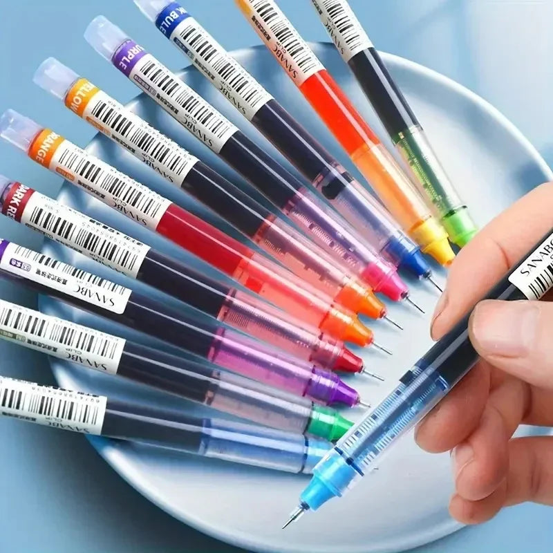 10pcs High Quality Needle Type Gel Pens Black Blue Red Ink