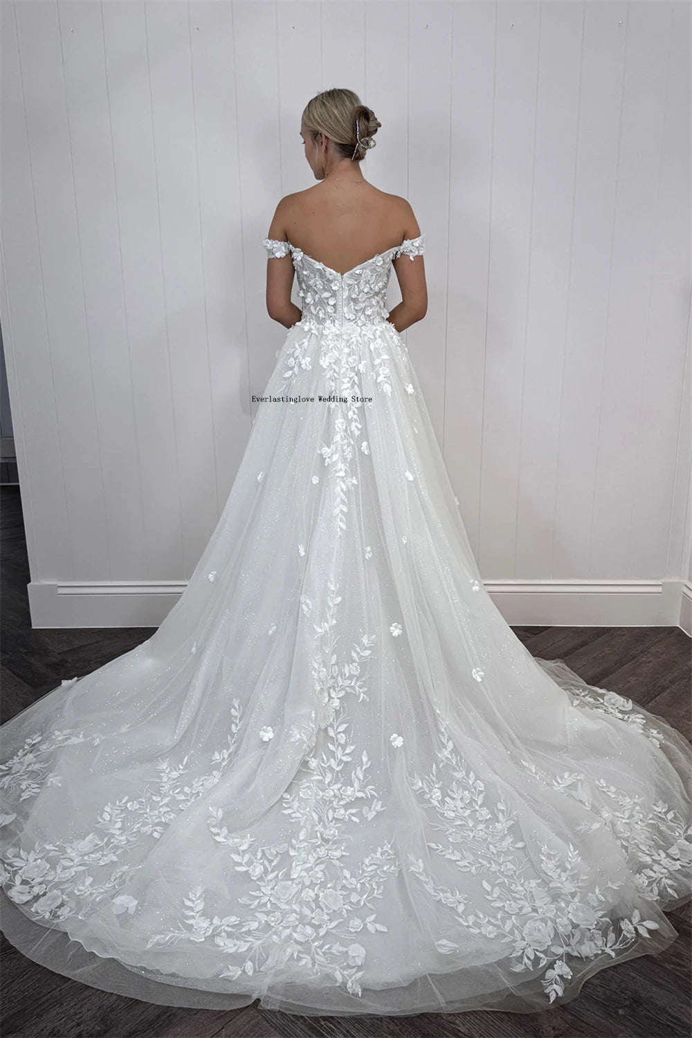 Popular Off The Shoulder Sweetheart Lace Applique A Line Wedding Dresses Sweep Train Custom Made 2025 Vestido De Noival