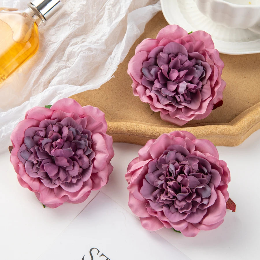 5/10Pcs Silk Dahlias Artificial Flower Home Decor Wedding Diy Rose Arch Christmas Garland Material Fake Peony Bridal Accessories
