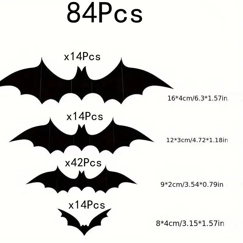 12Pcs/set Halloween 3D Black Bat Wall Stickers For Home Room Decoration Scary Props Kids Party Favors Wall Decals Window Sticker