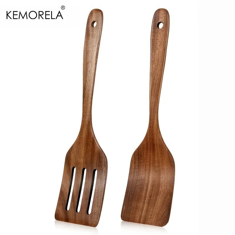 Wooden Cooking Spatula Set - Natural Wooden for Baking
