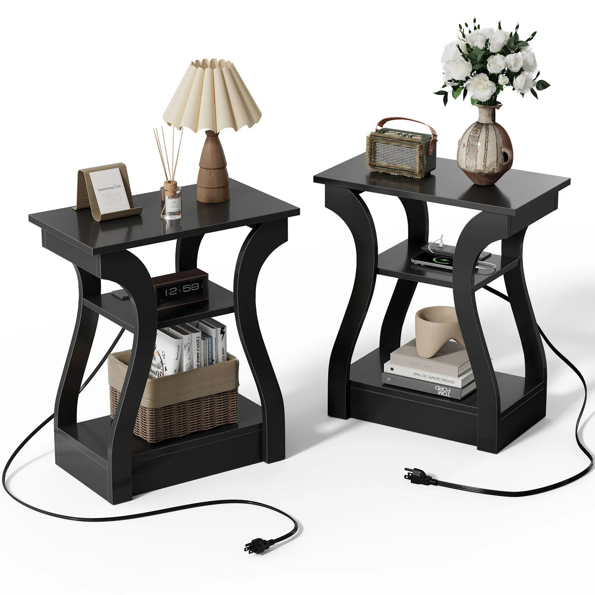 MCQ 2 Pack Living Room Cabinet with Charging Station