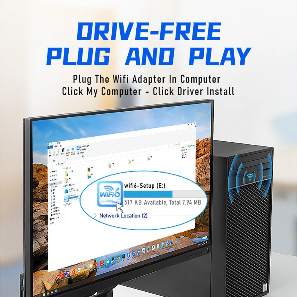 WiFi 6 USB3.0 Adapter 1800Mbps 5G/2.4GHz USB Wi-fi Dongle