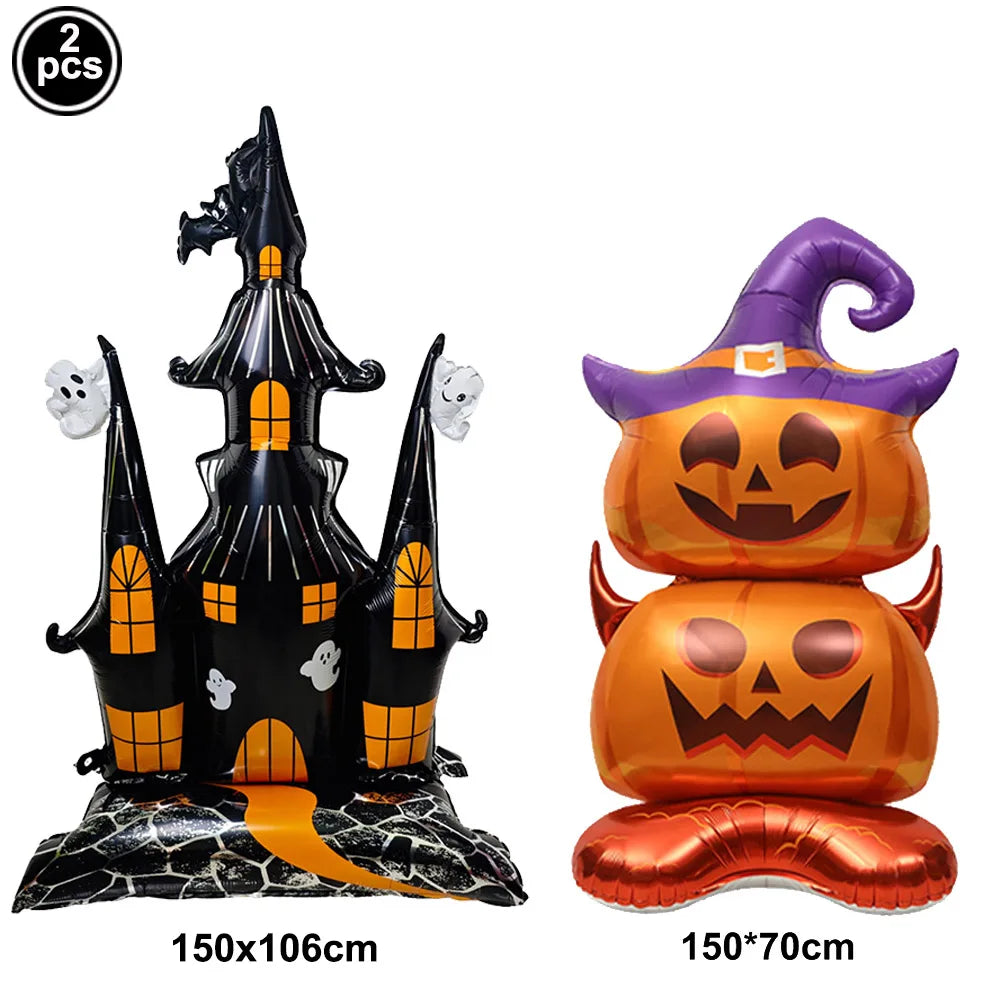 Large Halloween Standing Foil Balloons Haunted House Castle Skull Coffin Witch Mylar Balloon Halloween Party Decoration Balloon