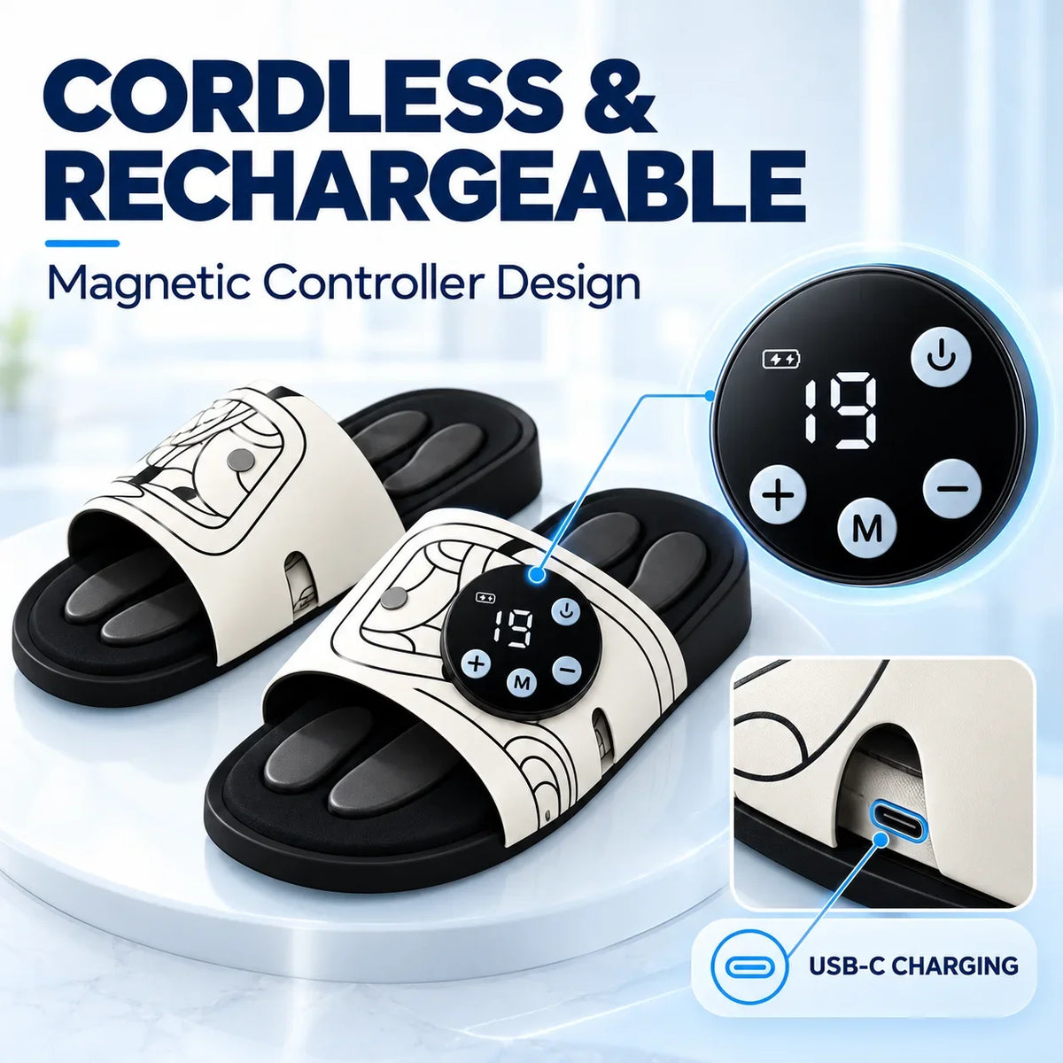 EMS Foot Massage Slippers 8 Modes 19 Levels Type-C
