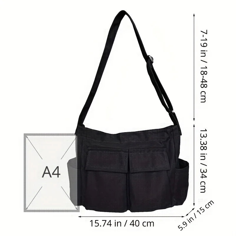 Workwear Canvas Shoulder Bag Large Capacity Retro Messenger Bag