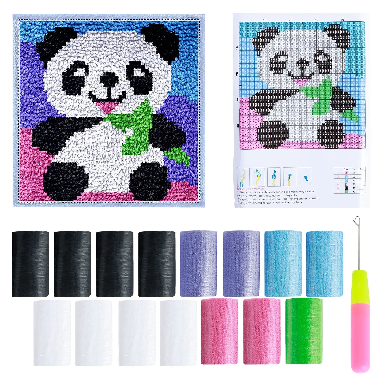 DIY Carpet Embroidery Set with Printed Pattern Cartoon Latch Hook Rug Kits for Adults Beginners Kids Crochet Needlework Crafts