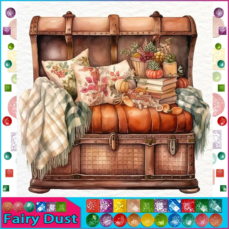 HOMFUN Fairy Dust 5D DIY Diamond Painting "Scenery Beauty House" Full Drill Resin Diamond Embroidery Cross Stitch Home Decor