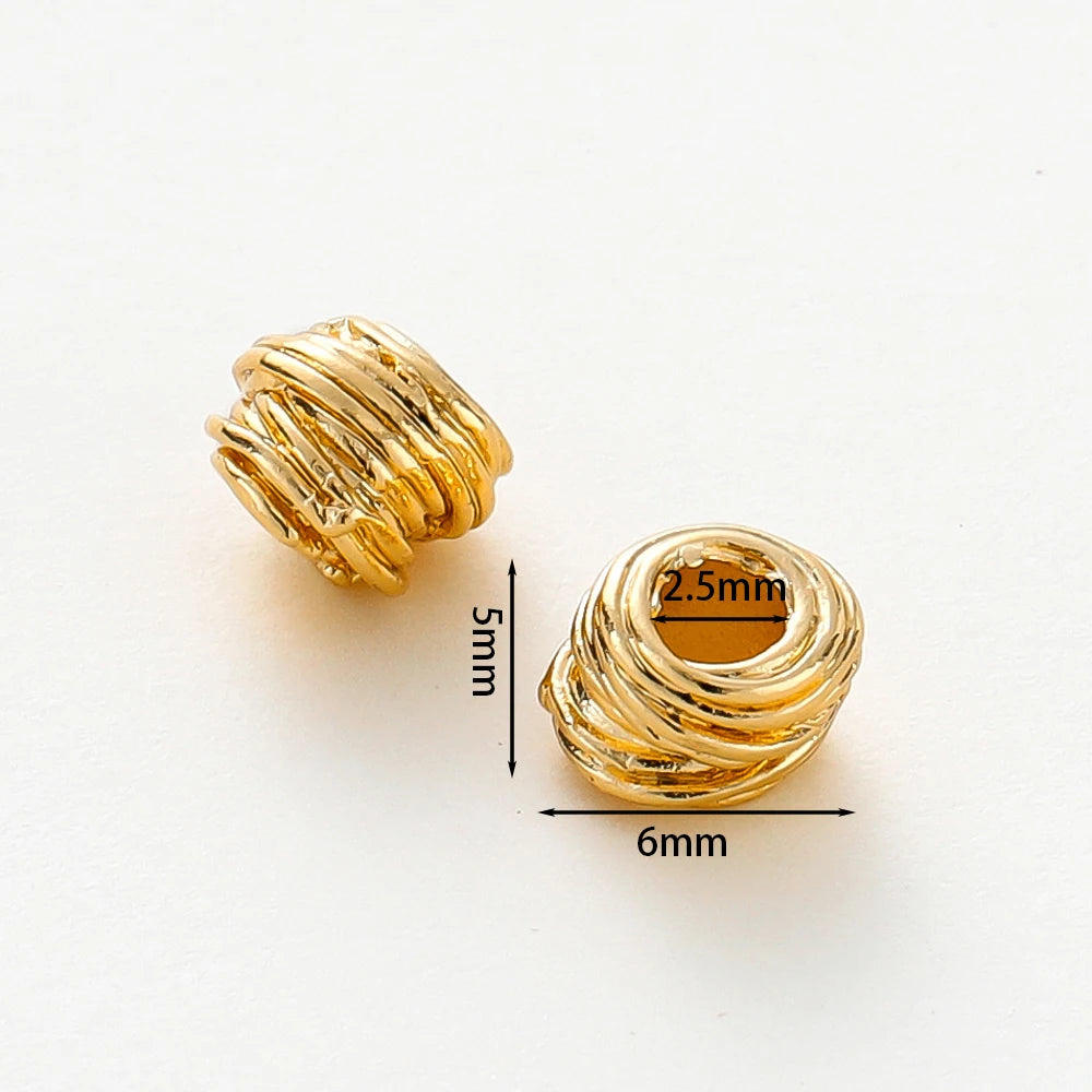 10/30/50Pcs/Pack 14K/18K Gold Plated Brass Weaving Ball Spacer Beads