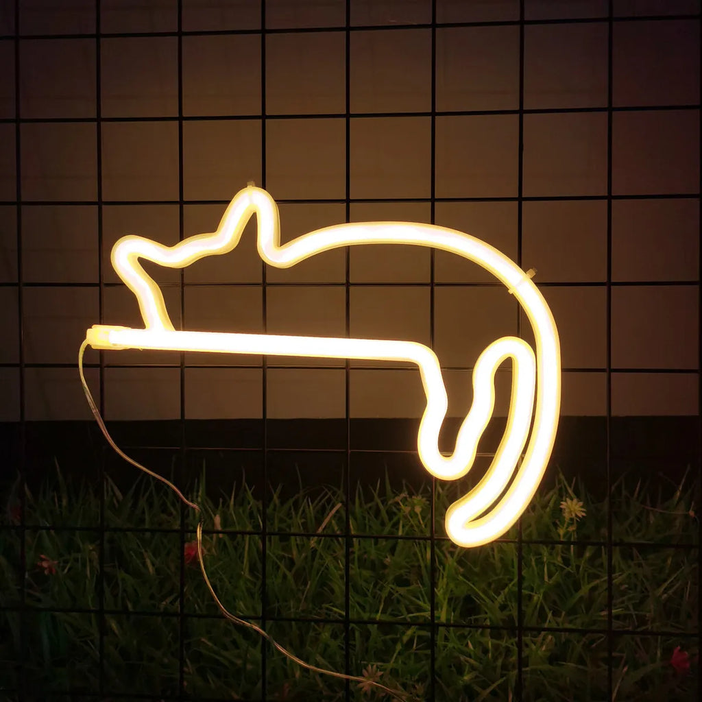 Cute Cat Wall LED Neon Sign Light For Party Gallery Pub Club Bar Pet Shop door Decoration Gifts