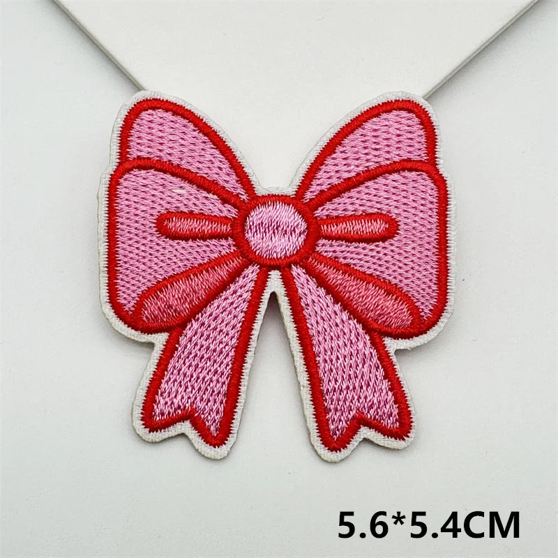 Cartoon Embroidery Sticker Decorative Ironing Sticker Sewing DIY Pink Bowknot Clothing Shoes Hat Bag Patch