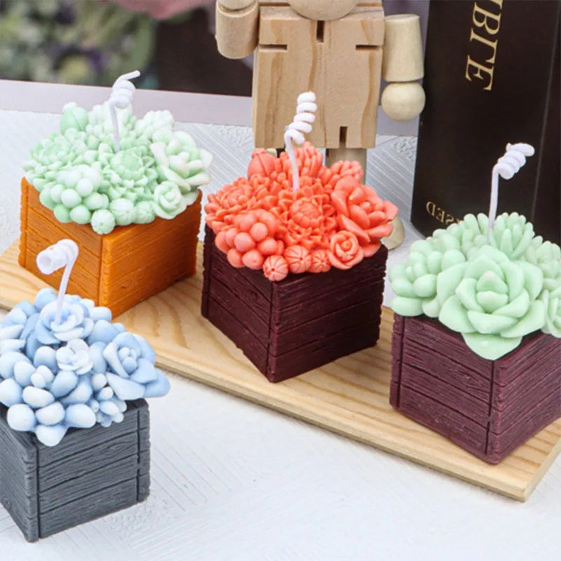 Succulent Flower Pot Silicone Mold DIY Flower Plant Gypsum Candle Making Resin Soap Mould Handmade Cement Clay Molds Home Decor