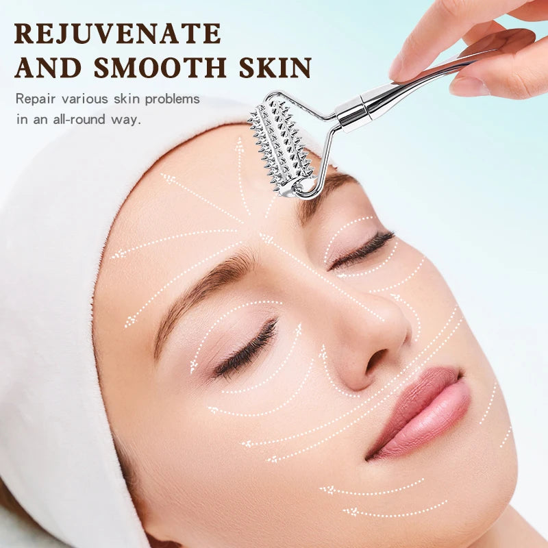 Stainless Steel Pointed Roller Spatula Massage Ball Stone Face Roller Massager To Improve Neck Facial Beauty Skin Care Tool