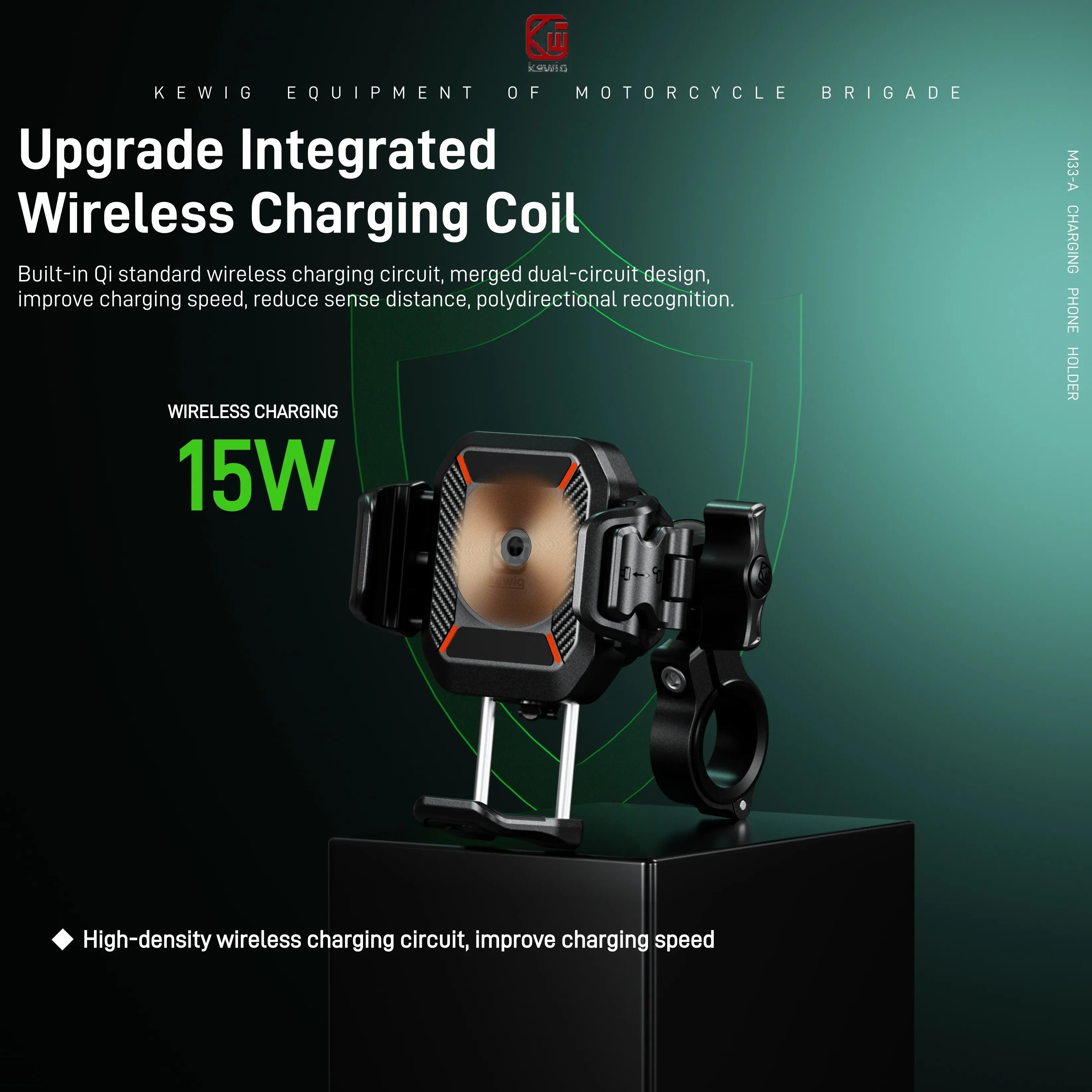 Motorcycle Phone Holder Mount 15W Wireless Charger and 36W USB C Fast Charging Port, Motorcycle Bicycle Phone Holder
