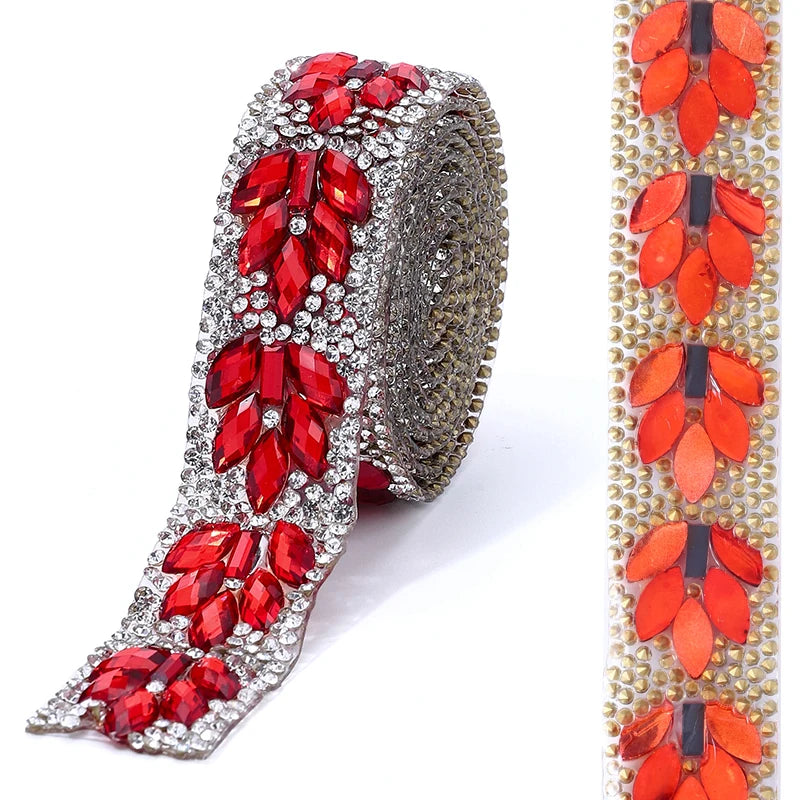 Rhinestone Trim Crystal Beaded Ribbon Sparkling Mesh Rhinestone Applique Trim for Dress Sewing Wedding Decoration DIY Craft
