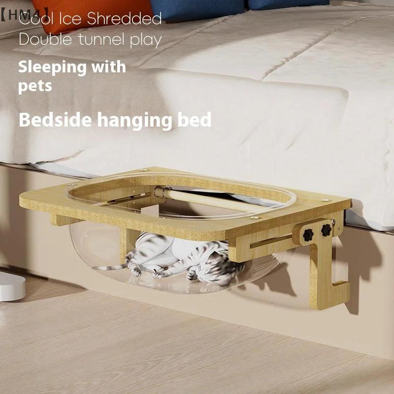 〔HM4〕Wood Cat Bed Space Capsule Cat House Cat Hammock Cat Window Bed Space Capsule Non Perforated Suspension Hammock Bed