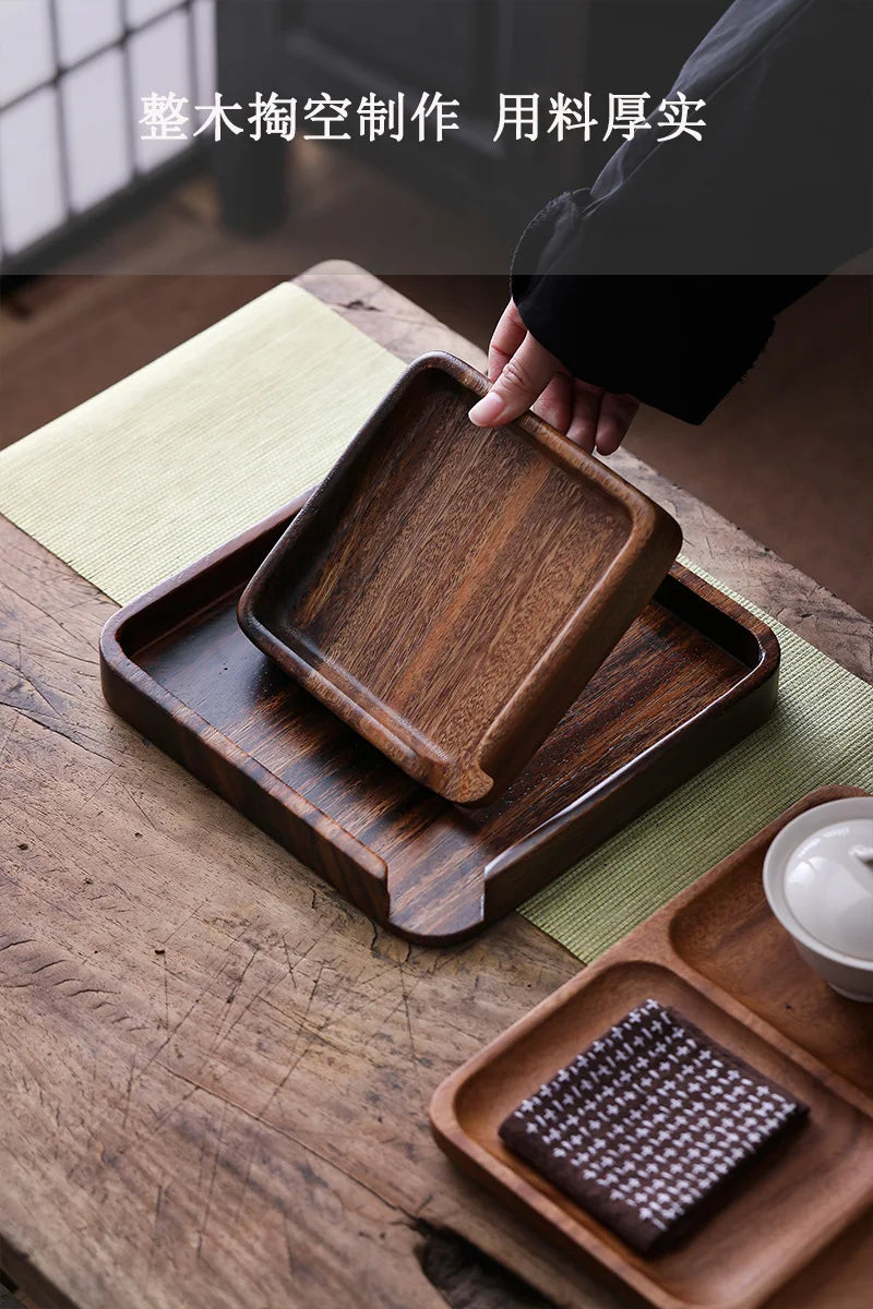 Walnut Solid Wood Tea Box Storage Tea Set Accessories Snack Storage Wooden Plate
