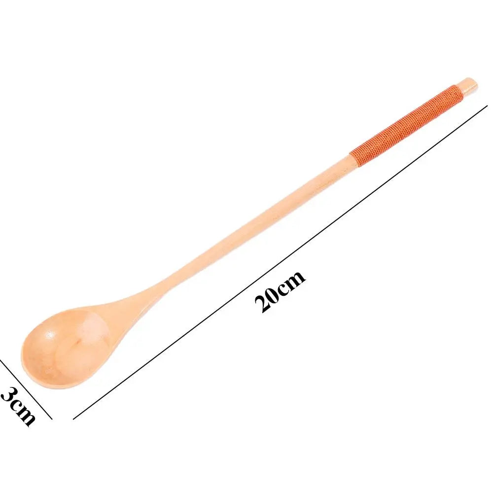 Cooking Dessert Long Handle Kitchen Teaspoon Flatware Wooden Spoon Coffee Spoon Soup Spoon Spoons