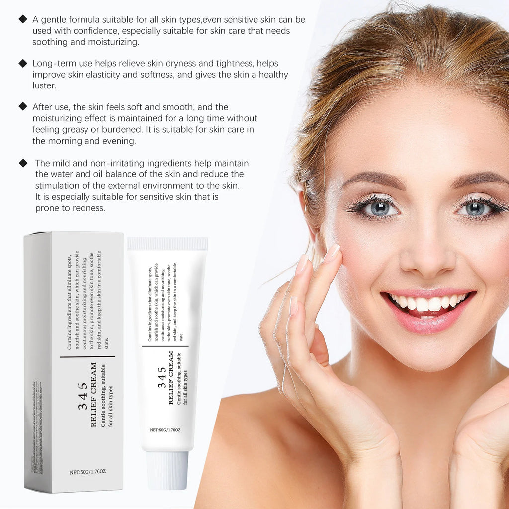 345 Relief Cream Reduce Redness Soothing Care Face Lifting Brightening Even Skin Tone Beauty Moisturizing Smooth Cream 50g